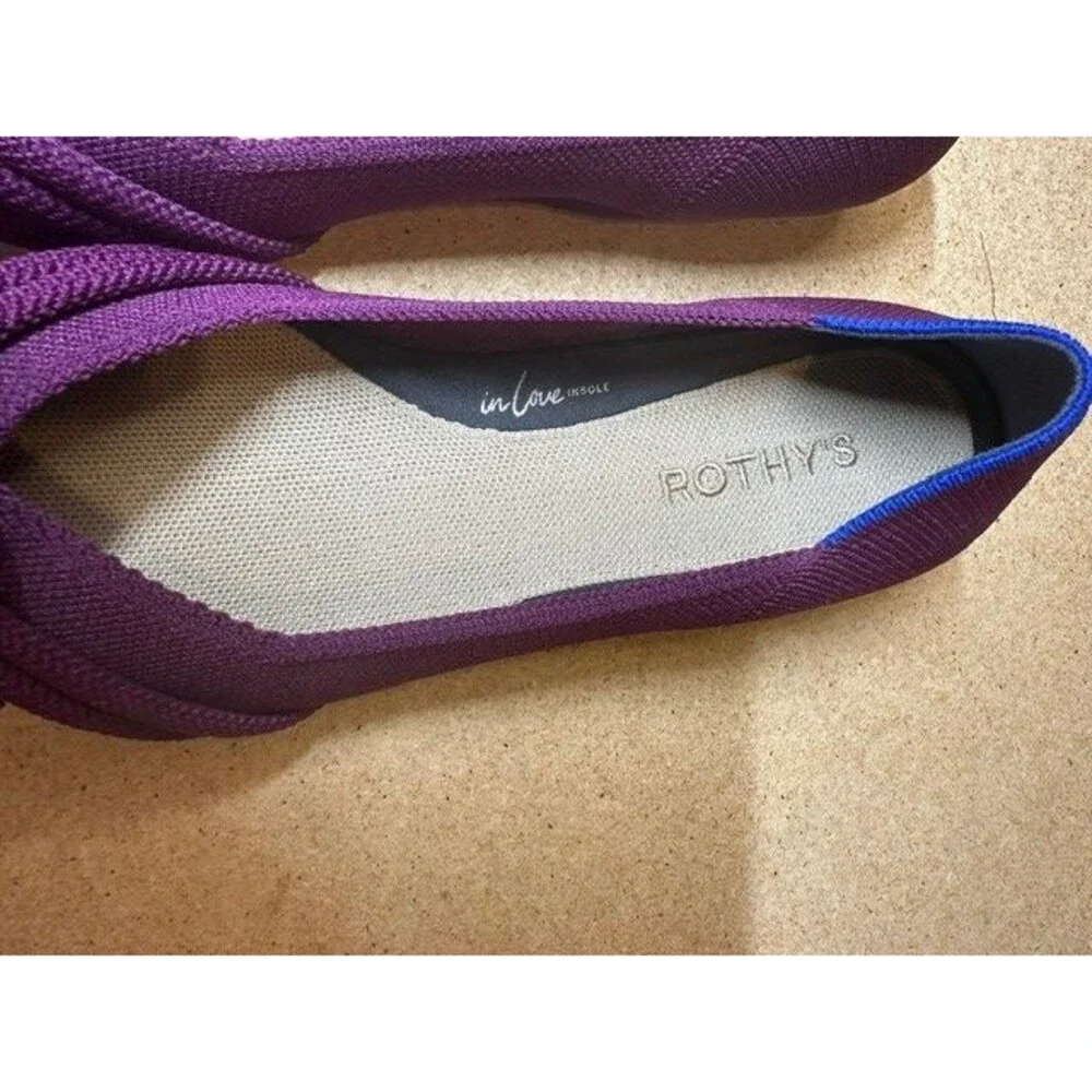 NWOB Rothys The Knot Ballet Flats Women's 9 Eggplant Purple Knit Washable Shoes